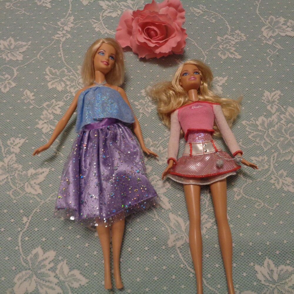 BARBIECORE 2 BARBIES CHEERLEADER & DANCER 1998 HEADS 1 1998 BODY 1 2009 …